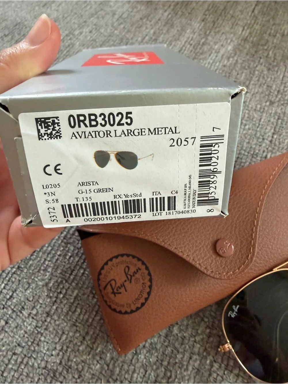 Ray-Ban Gold Frame Sunglasses with Green Lenses